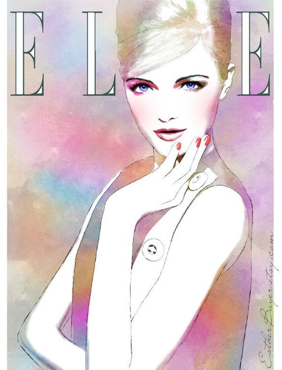 Intrigued - Watercolor Mixed Media Elle Germany Cover Fashion Illustration Art Print