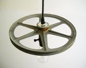 Industrial Pendant Light Hanging Vintage Metal Steampunk Pulley Gear with Edison Bulb
