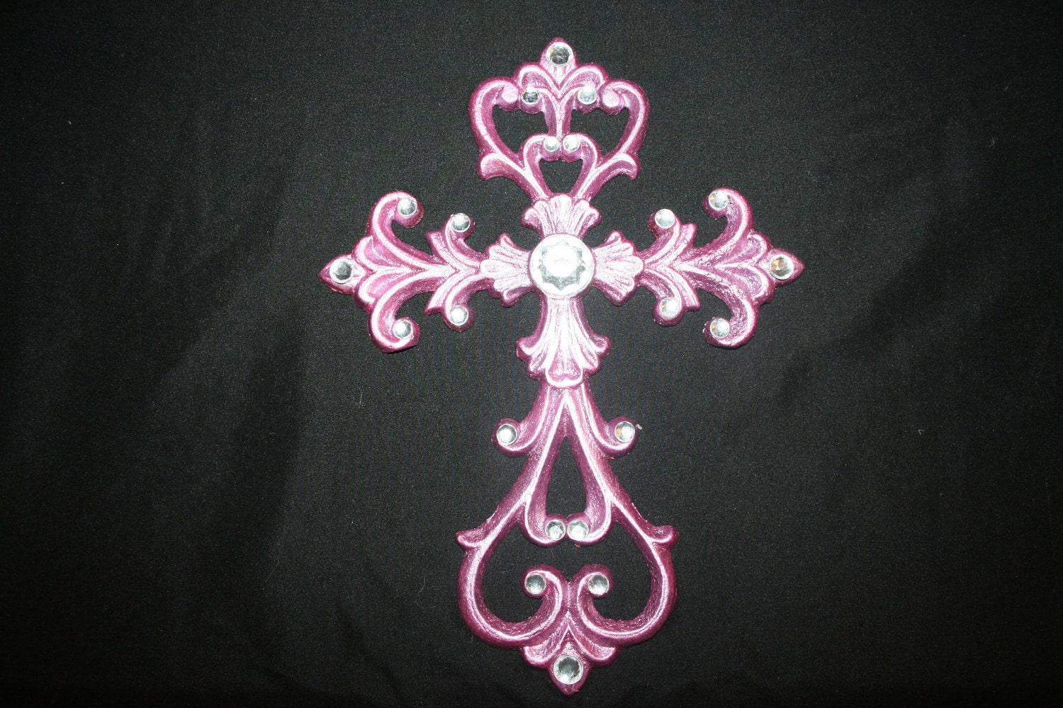 Pink Rhinestone Wall Cross by TrendyTreazures on Etsy