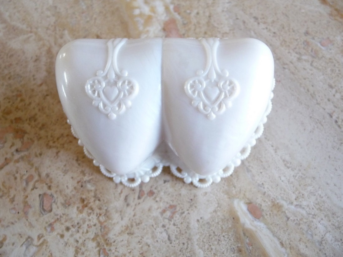 Heart Vintage Ring Box Double Ring Holder Celluloid Ring Box Display