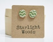 Chevron post earrings moss green fall jewelry stud earrings fall fashion wood earrings Minimalist jewelry  eco friendly eco fashion