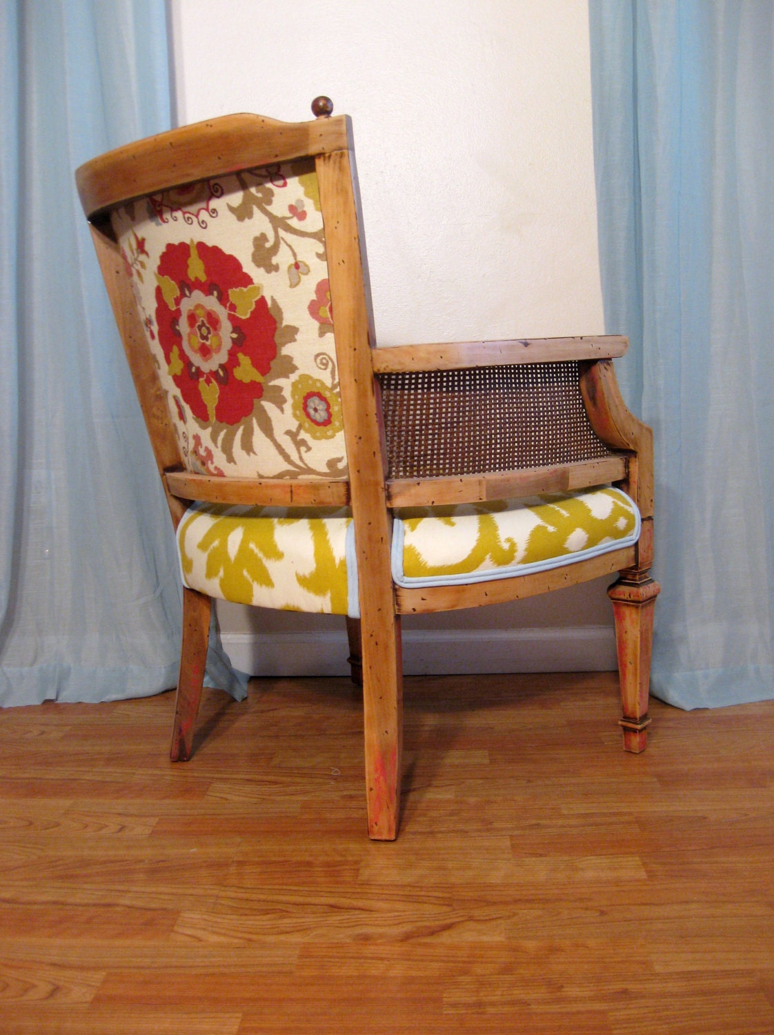 Naturally Rustic Colorful Chic Cane Chair on HOLD