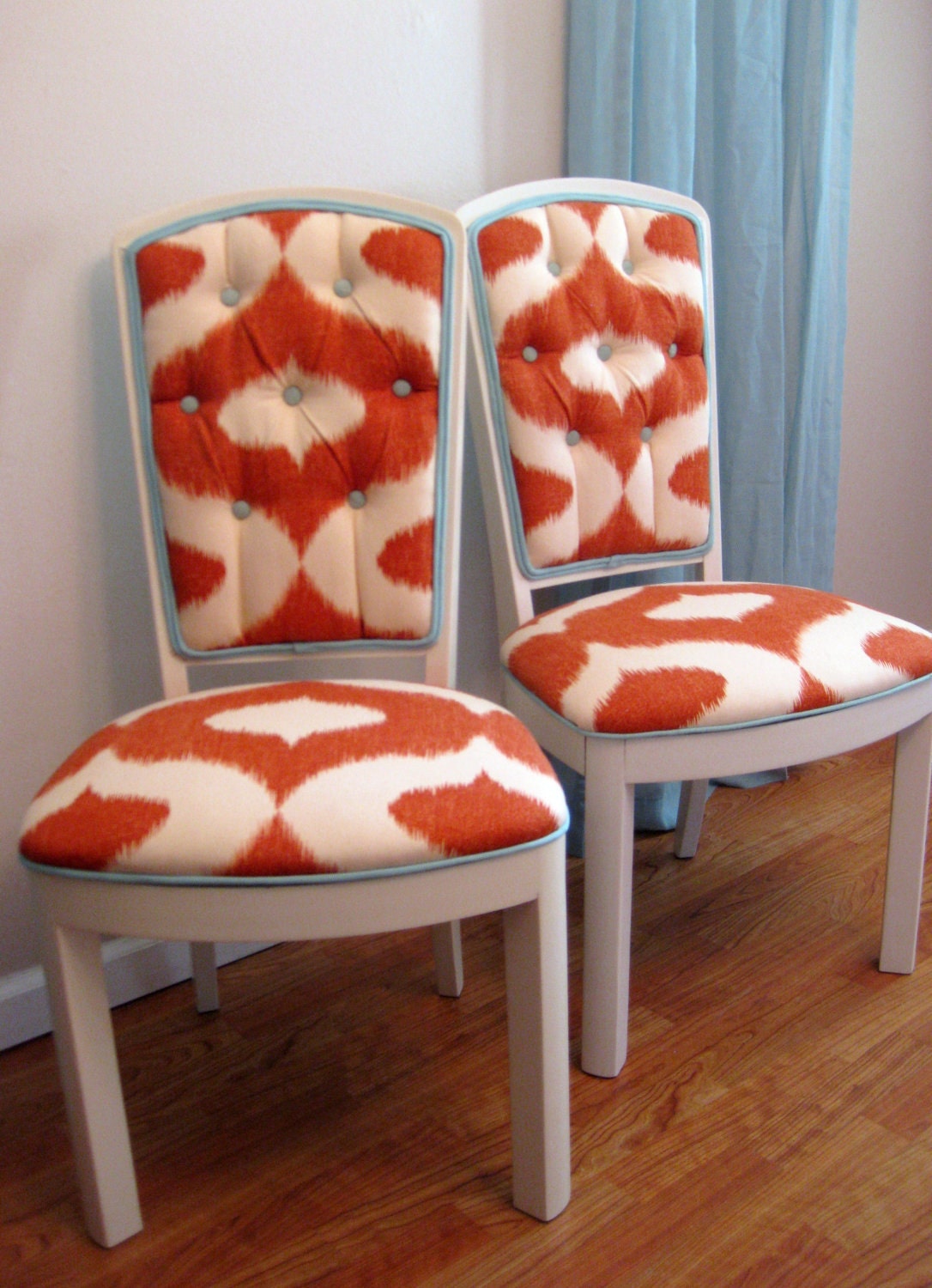 Contemporary Chic Ikat Vintage Side Chairs