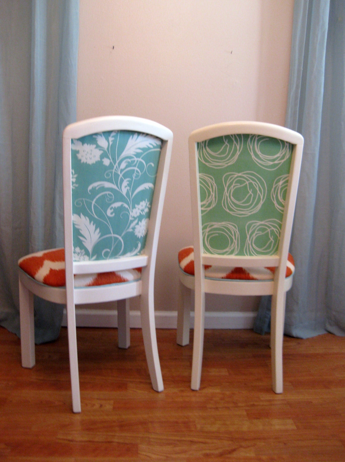 Contemporary Chic Ikat Vintage Side Chairs