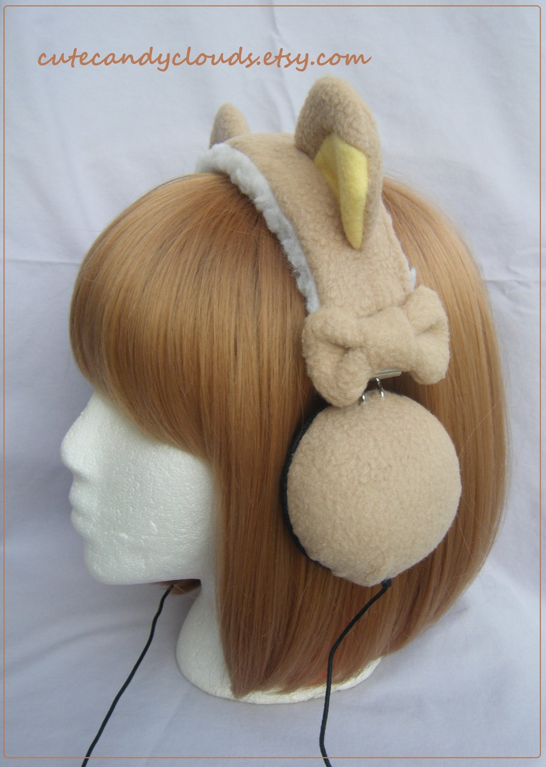 Cute soft plush fleece Rilakkuma style headphones (made to order)
