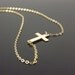 Sideways Cross Necklace, Centered 14K Gold Filled, Celebrity Inspired, East to West Necklace