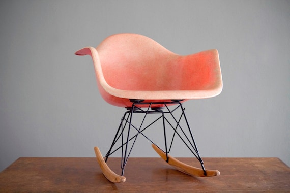 RESERVED Eames Zenith Rope Edge Rocker RAR in Salmon Fiberglass for Herman Miller Arm Chair