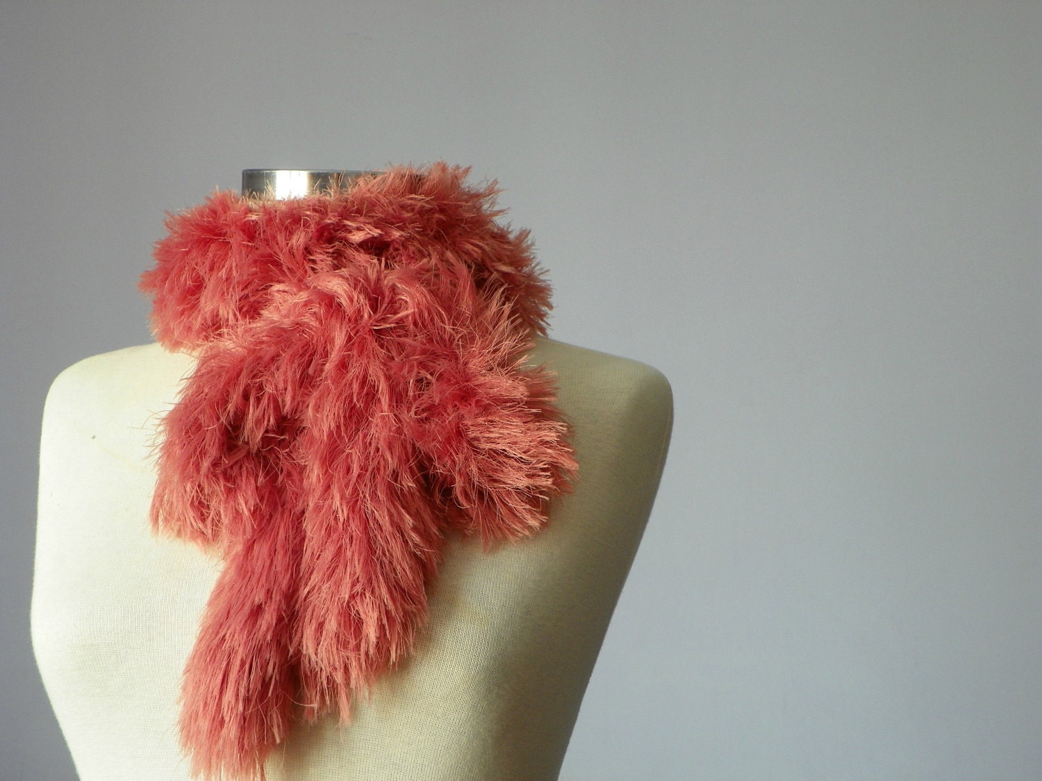 Knit scarf soft yarn, peach, powder color, handmade neckwarmer autumn women accessories, autumn fall fashion, Valentine's day gift idea