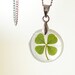 Reserved - Four leaf clover pendant - lucky 4 leaf clover handmade necklace -jewelry - Trifolium repens
