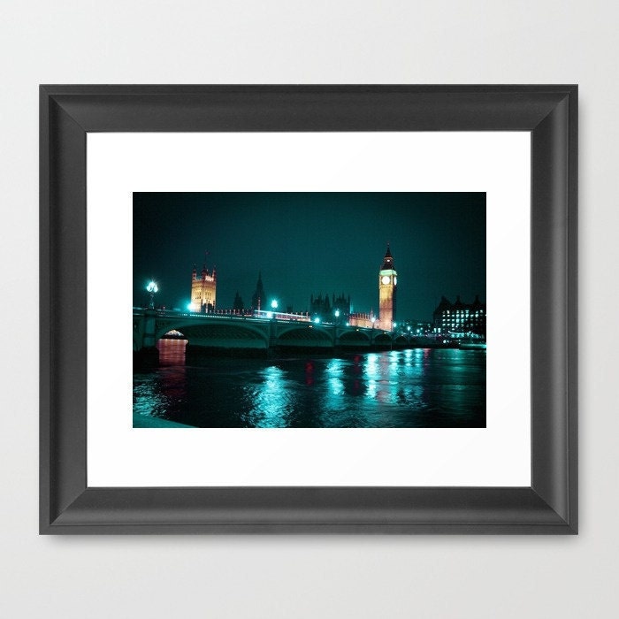 Big Ben Teal Aquamarine Westminster, Aqua, Turquoise, Houses of Parliament, signed 8x12 print - wall decor - Fine Art Photography In Stock