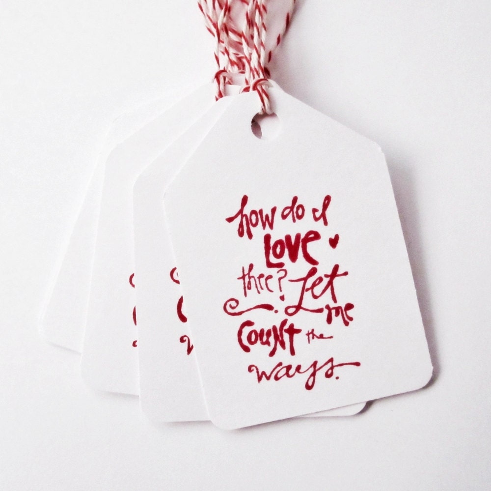 Gift Tags How Do I Love Thee Hand Stamped 8 STR215 - StrumAndSparkle