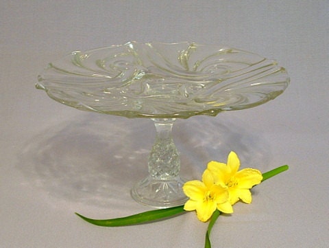 Cake stand.  Pedestal cake stand.  Wedding cake stand.  "The Helena" is repurposed glass.  Upcycled.