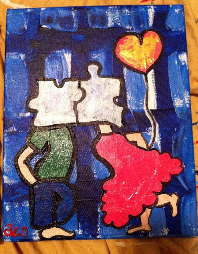 a perfect match acrylic painting on 8X10 staple back canvas ready to hang