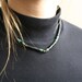 Vintage Necklace, 1970s, Brown Shell Beads with Turquoise Green & Brass Accents