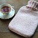 Light Pink Heather Knitted 1940's Hot Water Bottle Cover