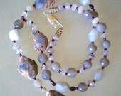 Calcedony pendant necklace garnet amethyst lilac blue enigmatic wonderfully hued elegant - NECKLACE SHEILA -  handmade with love