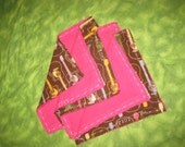 Fun Woman Washcloths and for Baby - set of 4 with Guitar prints with pink backing