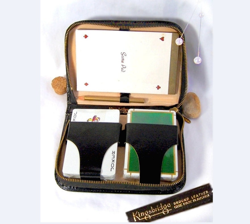 Vintage Playing Cards leather carrying case by TheWhitePelican