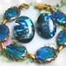 Gorgeous Abalone and Gold Tone Jewelry Bracelet with Matching Clip On Earrings