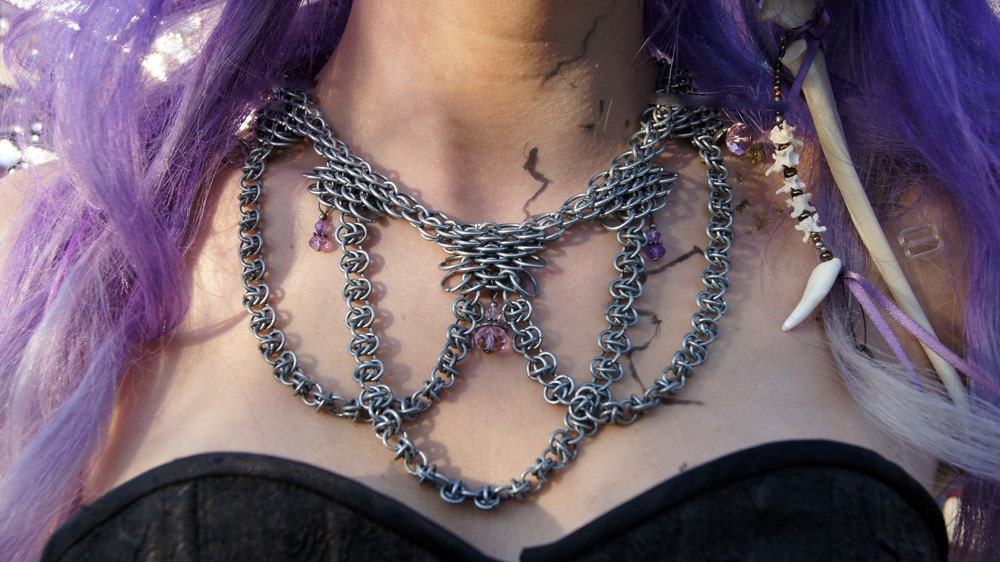 Purple Fae Chainmaille Necklace