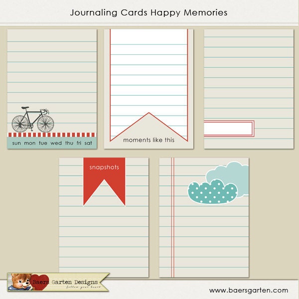INSTANT DOWNLOAD - Printable Journaling Cards Happy Memories - Project Life - Scrapbooking