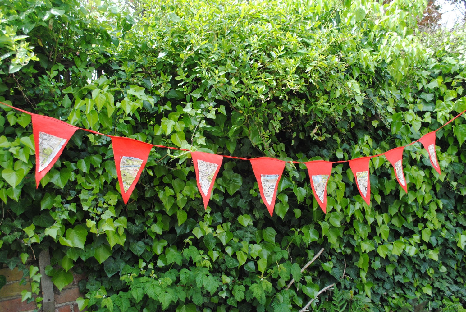 Bunting London Map on Red Felt