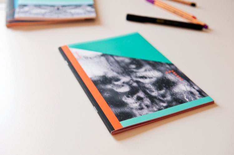 A5 sized notebook/journal,  photo cover with geometric shapes, perfect bound