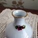 Small bone china blue vase Adderley floral red rose gold rim made in England vintage
