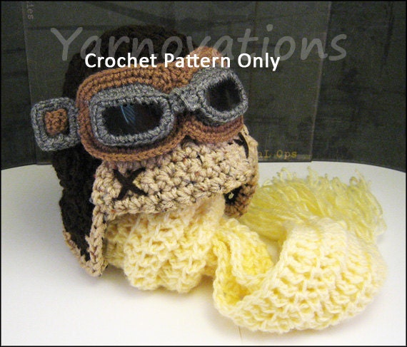 Aviator Costume - Crochet Hat, Goggles and Scarf Pattern