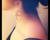 Copper and Gold Wire Crochet Dangle Earrings