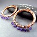 Amethyst Earrings Hammered Copper Rustic Jewelry Puple Gemstone Hoops Bohemian Earrings Gypsy  Fashion