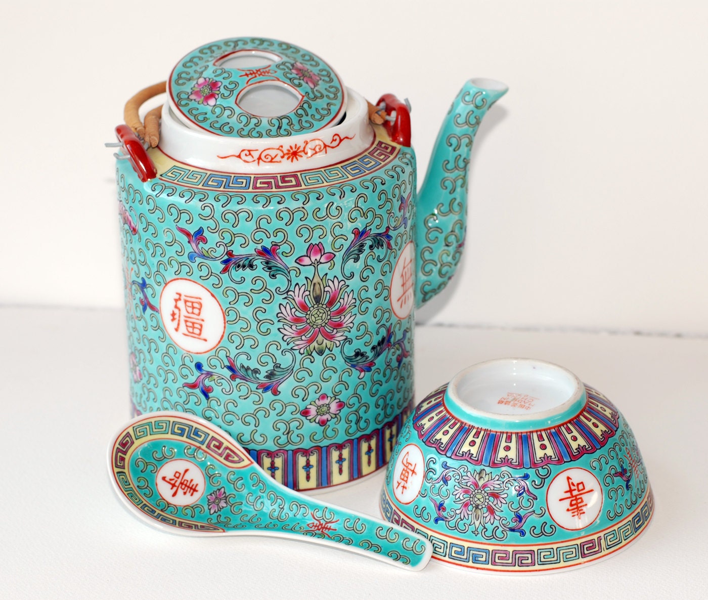 Porcelain Tea Set Turquoise Made in China