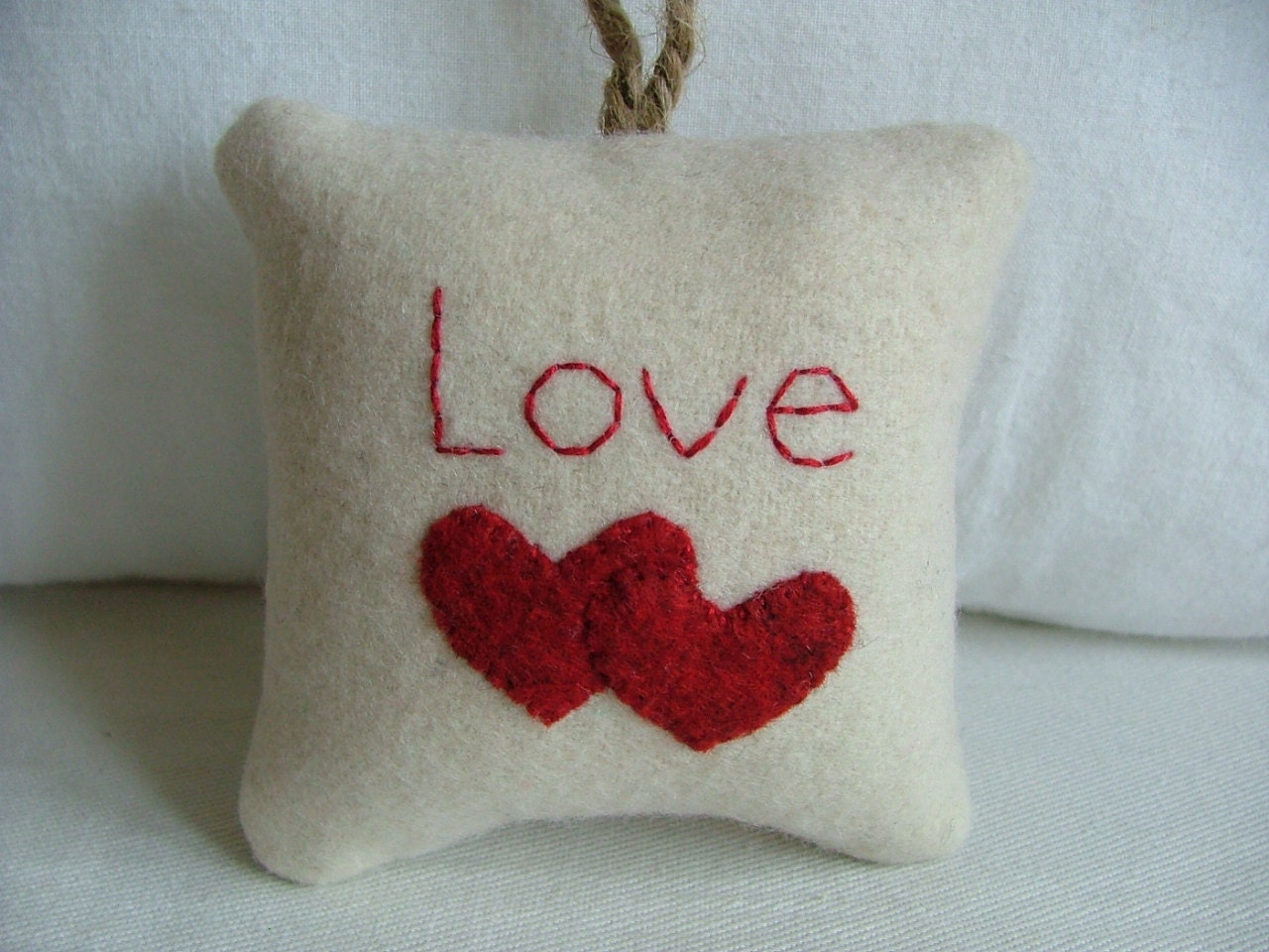 Red and White Valentine Decoration Love with Two Red Love Hearts