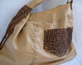 No. P13   Recycled tan leather, shoulder bag, purse, hobo