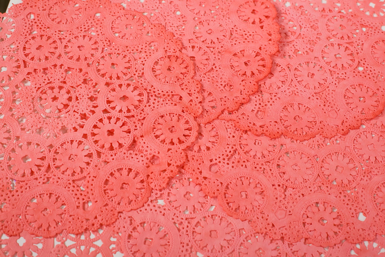 Red Hand Dyed Paper Doilies
