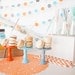 Set of 3 Mini Wooden Cupcake Stands - MOD SURFER - Orange, Aqua & Grey