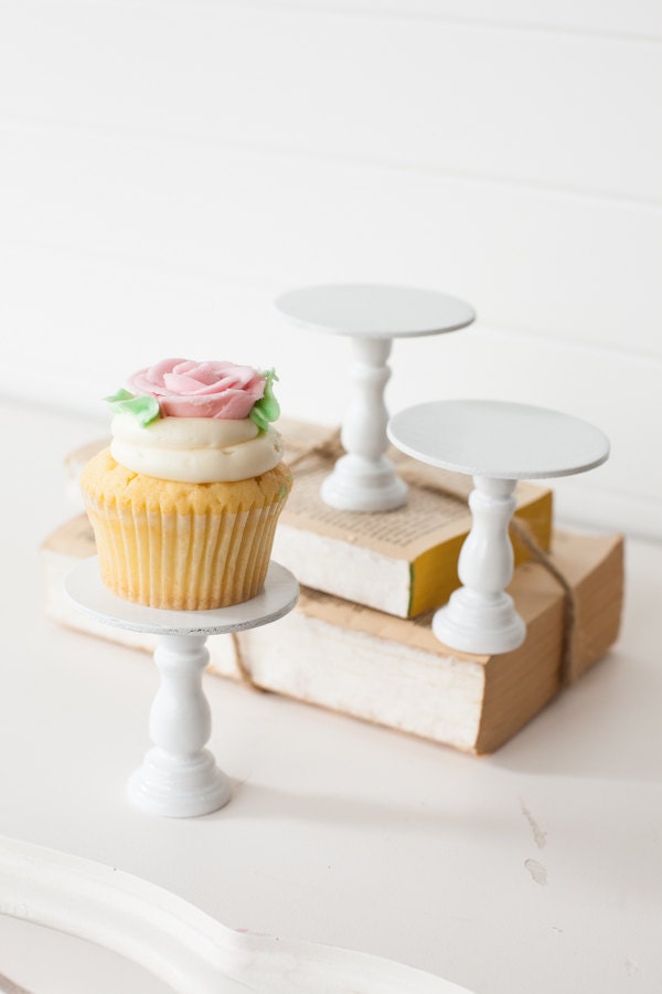 Set of 3 Mini Wooden Cupcake Stands - You choose the colors