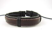Brown Leather Bracelet Wristband Mens Womens ff29