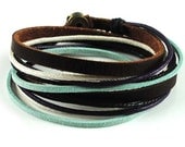 Leather Bracelet Wristband Mens Womens d7