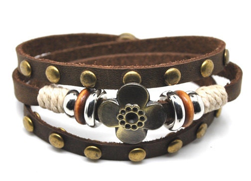 Surfer Hemp Leather Bracelet Wristband Mens Womens e3016