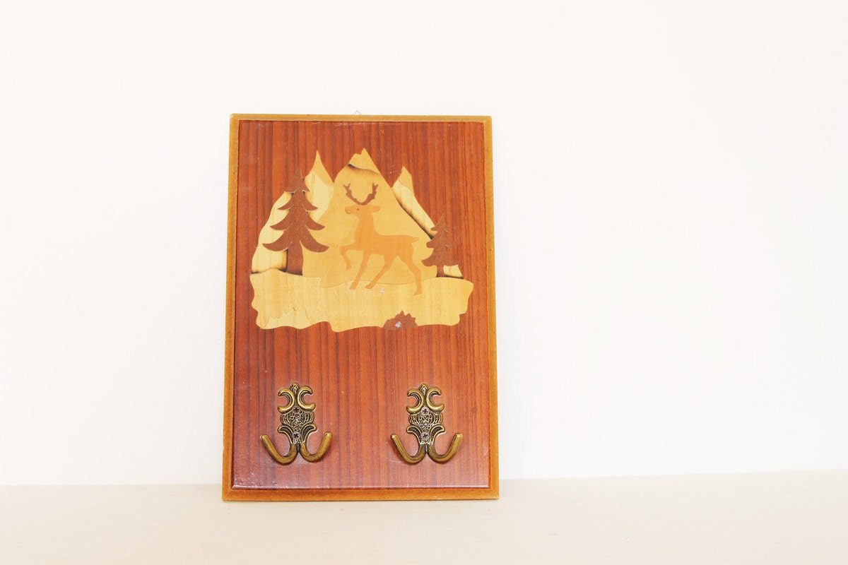 Vintage wooden deer clothes hanger