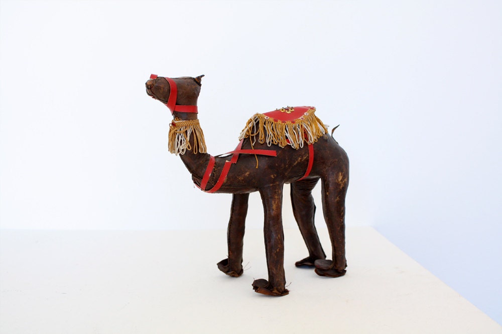 Vintage souvenir - brown leather stuffed camel