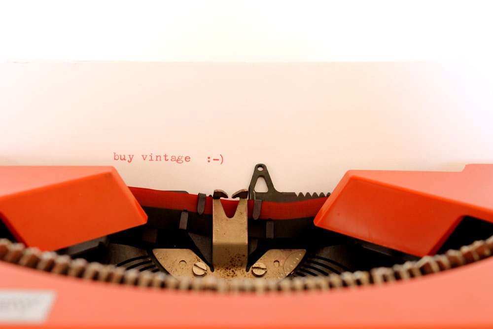 RESERVED for JESS /// Vintage manual orange Olivetti Typewriter