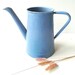Vintage French enamel Pitcher . Jug . Country decor. Coffee pot .Blue .Cottage