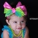 Neon Pink , Neon Green and Neon Blue Bow/ Headband-Birthday- Pageant wear Neon Birthday