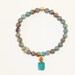 Gemstone Beaded Bracelet in Blue Sky Jasper with Vintage Aquamarine and Light Topaz Glass Charm