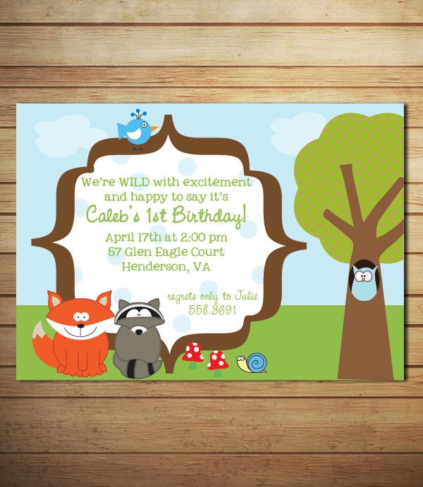Woodland Birthday Invitation, Forest Party, First Birthday Boy - Printable