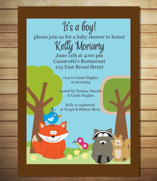 Printable Baby Shower Invitation DIY --Woodland Forest Theme