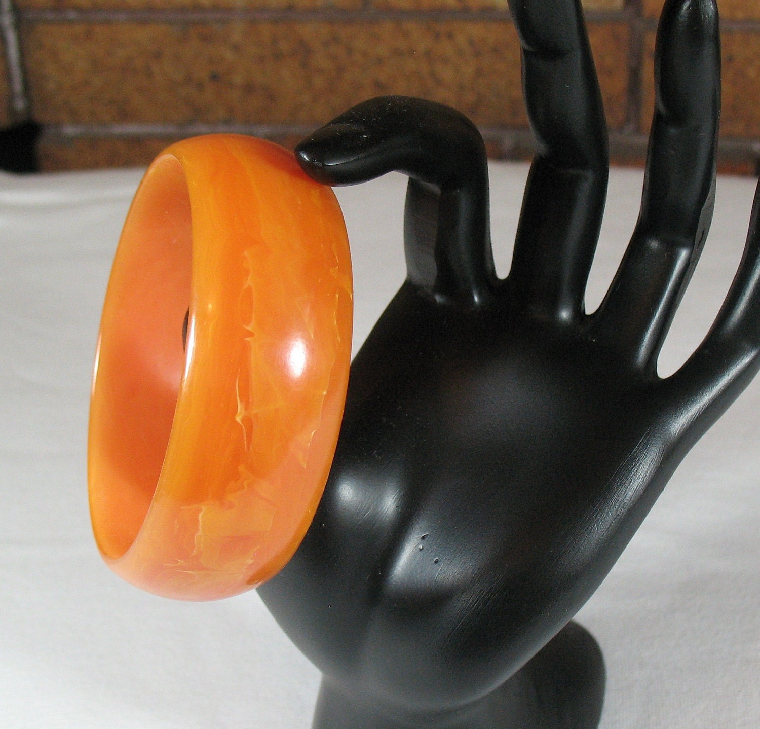 Cremescicle Orange Marbled Bakelite Bangle