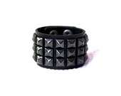 Genuine Leather Cuff w/Gunmetal Studs